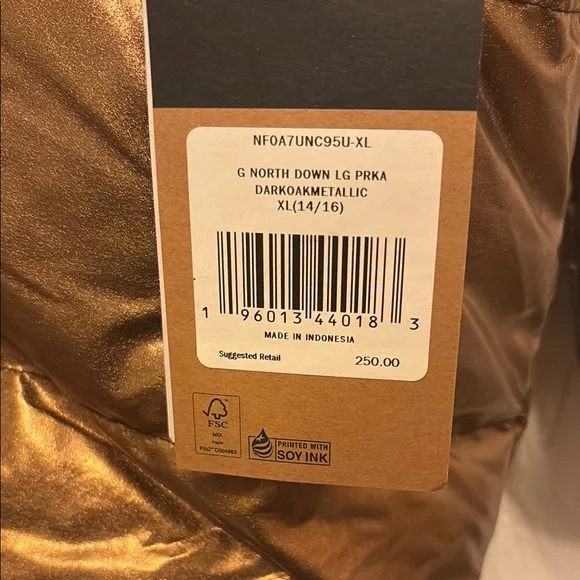 The North Face Metallic Bronze Puffer Jacket.  XL New with tags. - Picture 2 of 5